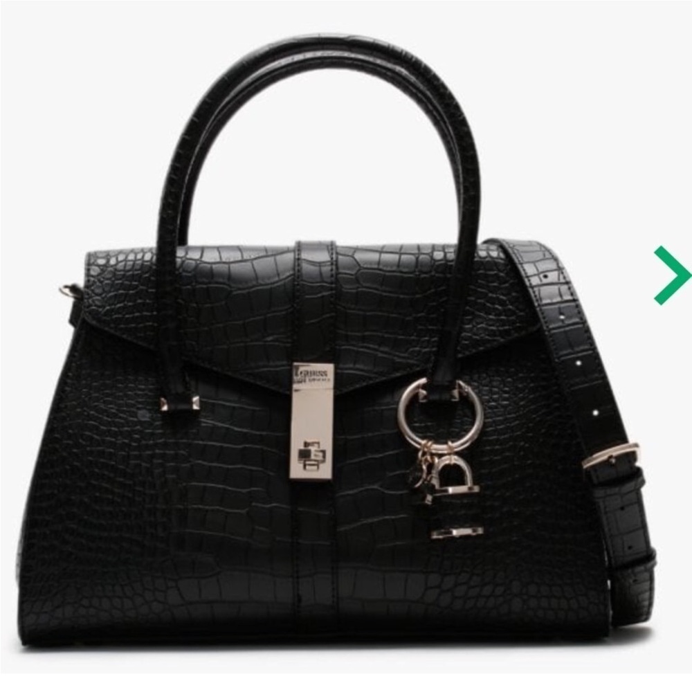 Guess Asher croc embossed black satchel handbag New with tag